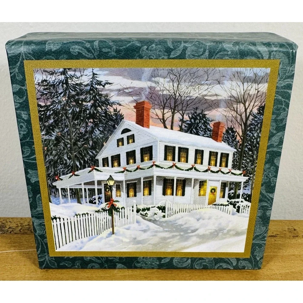 Vintage 1996 Legacy Publishing Christmas House Cork Coasters Set of 6 Boxed